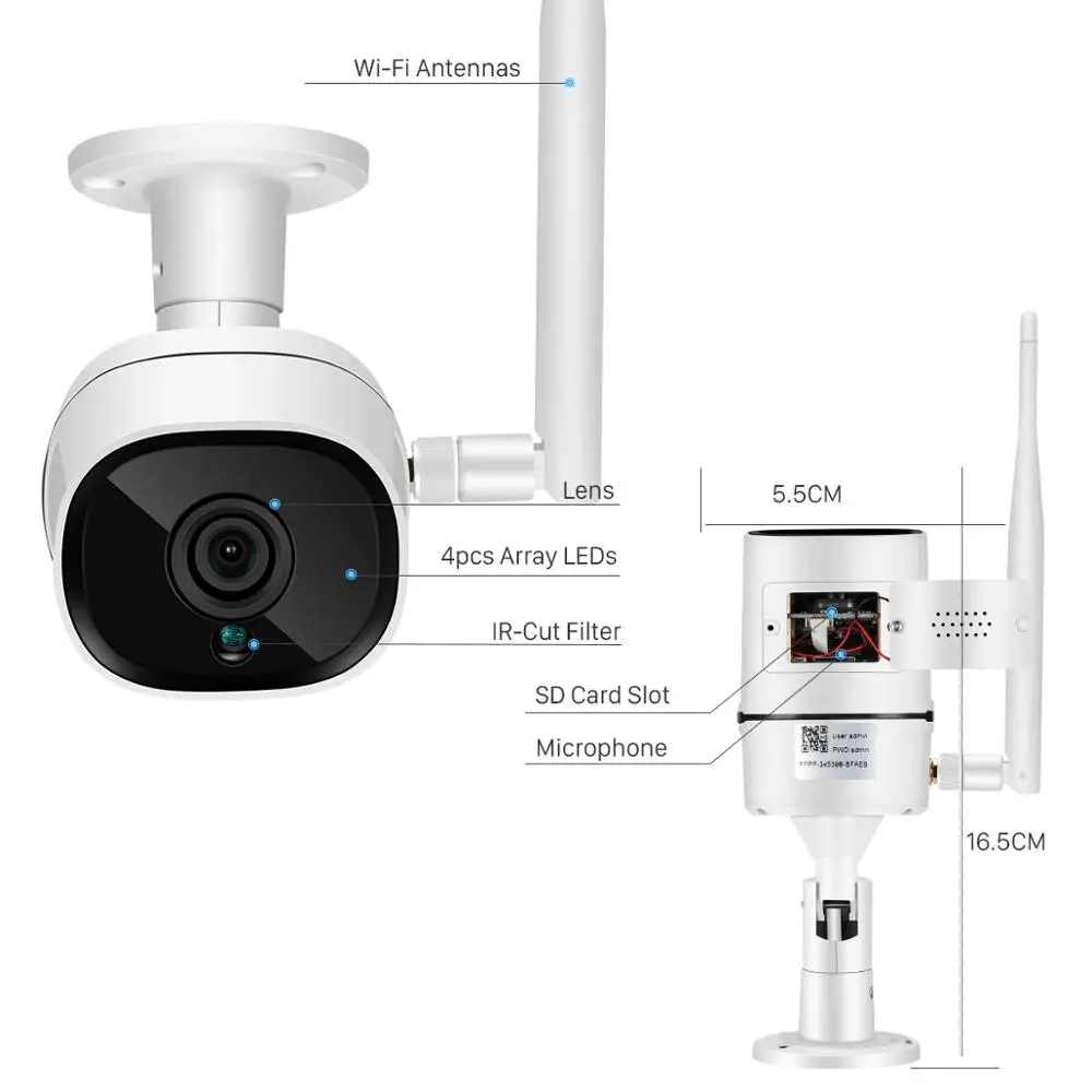 

BESDER 1080P HD Wifi IP Camera Two Way Audio ONVIF P2P 2MP Security CCTV Camera Ai Detection Outdoor Wireless Camera TF Card