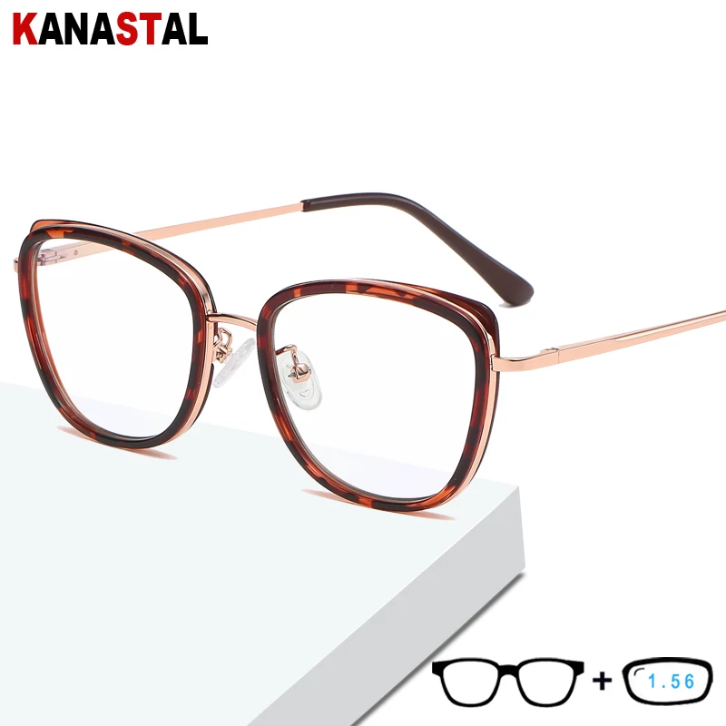 

Women Blue Light Blocking Glasses Square Eyeglasses Frames TR90 Metal Prescription Myopia Hyperopia Ladies Computer Eyewear 1.56