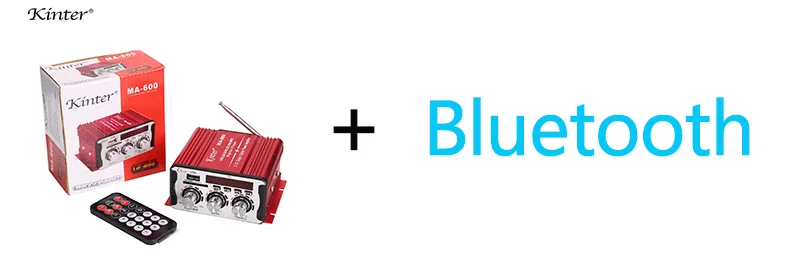 With BT Kinter MA-600 мини-усилитель аудио с fm-радио 2CH усилители Bluetooth DC12V SD USB ввод воспроизведения стерео звук супер бас - Цвет: With BT