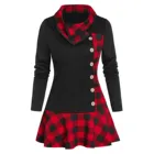 Женская Асимметричная блузка, с длинным рукавом и воротником-хомутом, на пуговицах, 2021, размера плюс, S-5xl