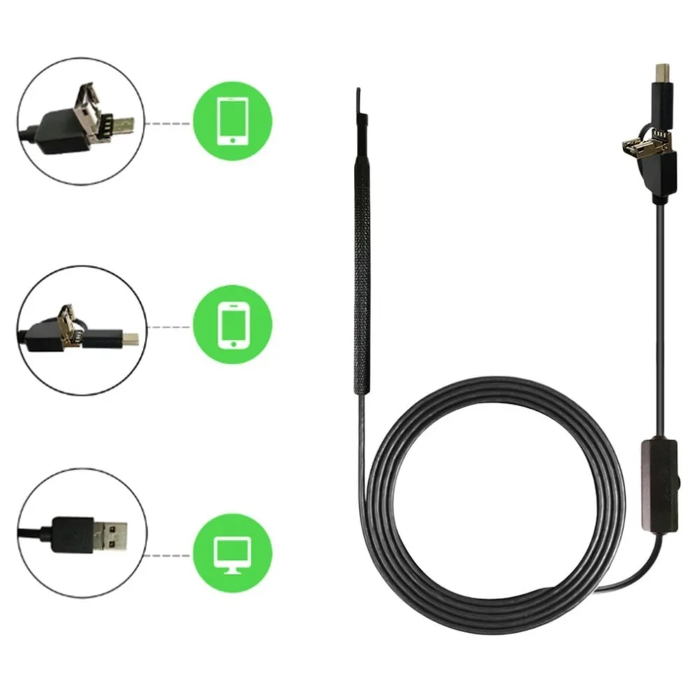 Отоскоп 3 в 1 HD МП визуальный USB эндоскоп Type c для чистки ушей ухочистка ложка