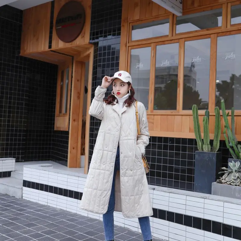 Зимняя куртка с меховым воротником Женская длинная парка Новый Зимний Тонкий и