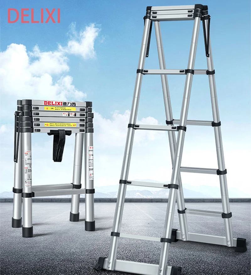 Складная телескопическая лестница DELIXI многофункциональная из алюминиевого