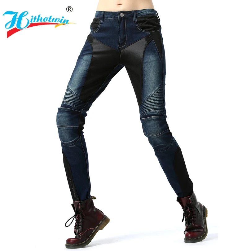 

Motorcycle Riding Pants high quality Navy blue Moto Jeans for Women Motocross Racing Trousers Knee Hip Protective Pads