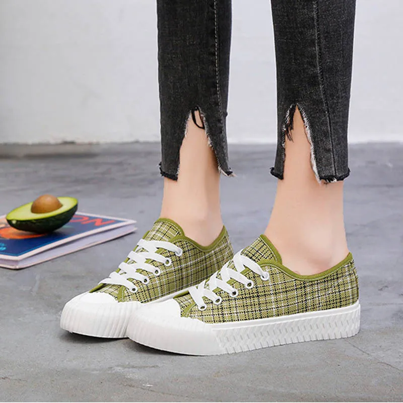 Женские кроссовки женские модные клетчатые Лоферы парусиновые туфли Mujer zapatilas