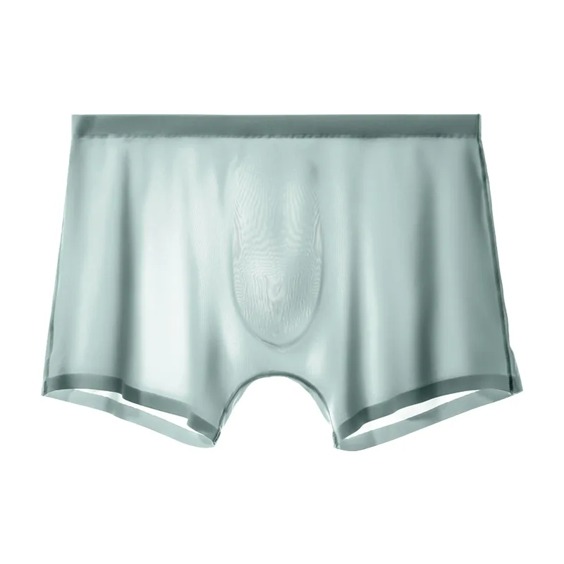 

Sexy Men Underwear Transparent Ice Silk Boxers Seamless Panties Man Solid Breathable Pouch Underpants Male Calzoncillo Plus Size