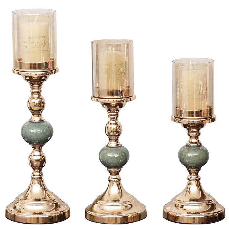 

European-Style Romantic Candlelight Dinner Candlestick Decoration Light Luxury Living Room Table Decoration Golden Candle Holder