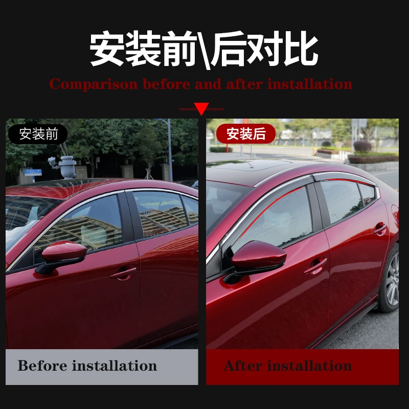 

For 2020 Next-Generation Mazda 3 Plastic Exterior Visor Vent Shades Window Sun Rain Guard Deflector Car-Styling Accessorie