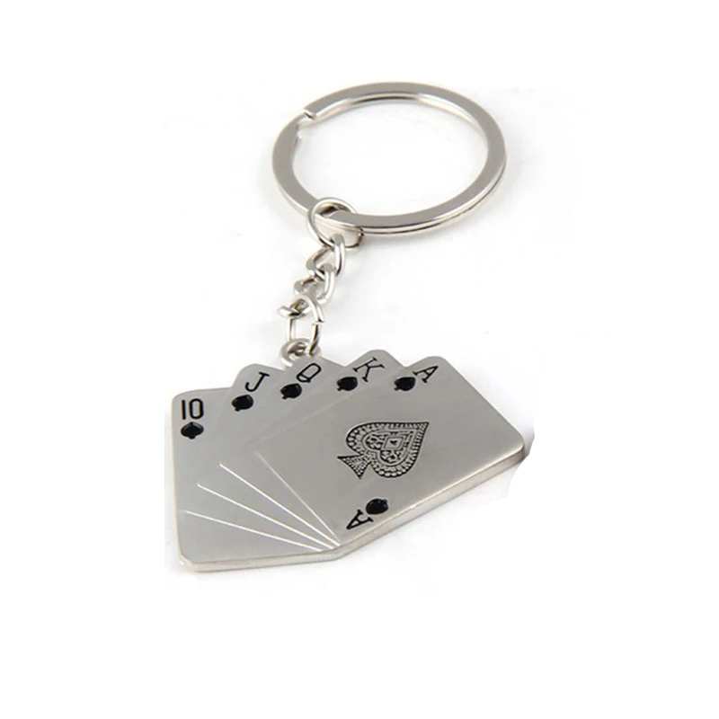 Высококачественные металлические покерные карты с брелоком для ключей кольцо