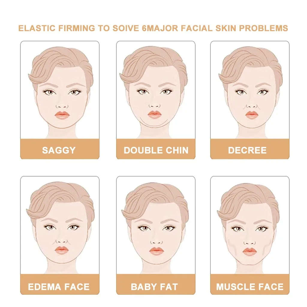 

15ML Thin Face With Lifting Slimming Facial Bandage Double Chin Pressure Reducer 5 Pcs V Shape Neck Lift Face Mask TSLM1
