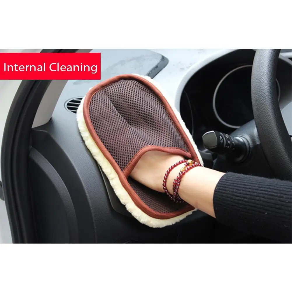 Шерстяная перчатка для мытья машины автомобиля-вытирание воском чистая