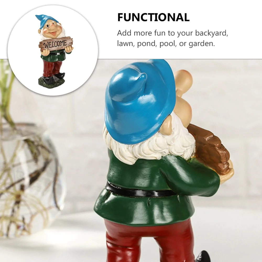 

2pcs Garden Gnome Resin Craft Gnome Festival Decoration Desk Tabletop Ornament