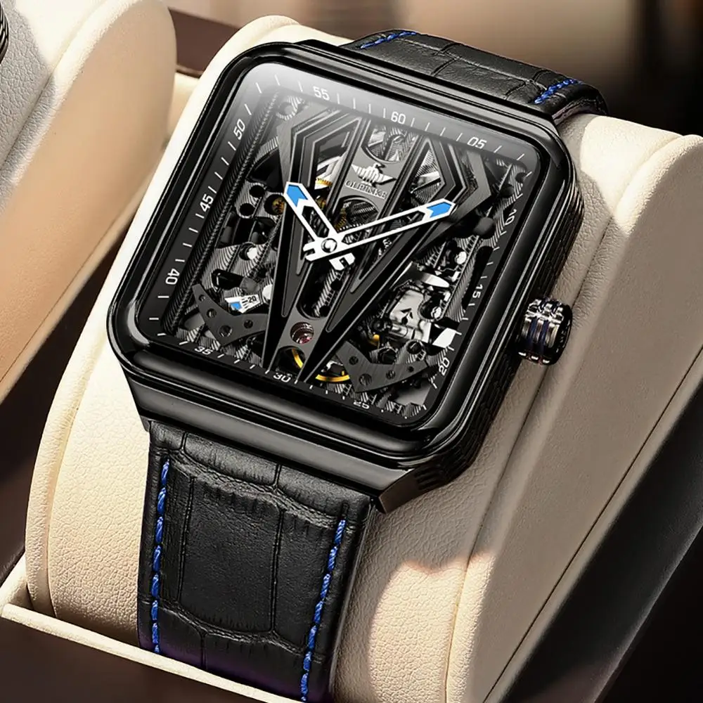 

Men's Automatic Mechanical wristwatch top brand hollow design waterproof luxury luminous hand male clock