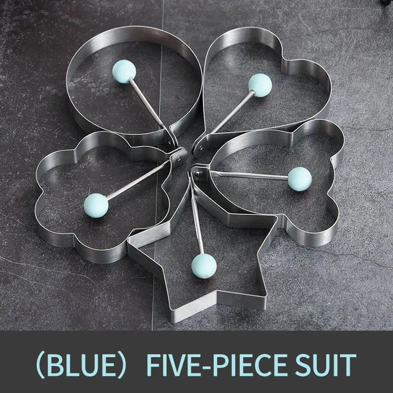 5 Pcs Blue Worthby 4 шт./компл. милые яйцеварка Пластик яйцо набор Кухня яйцо Плита инструменты яйцо пресс-формы с крышкой кисть блинница - Цвет: 5 Pcs Blue