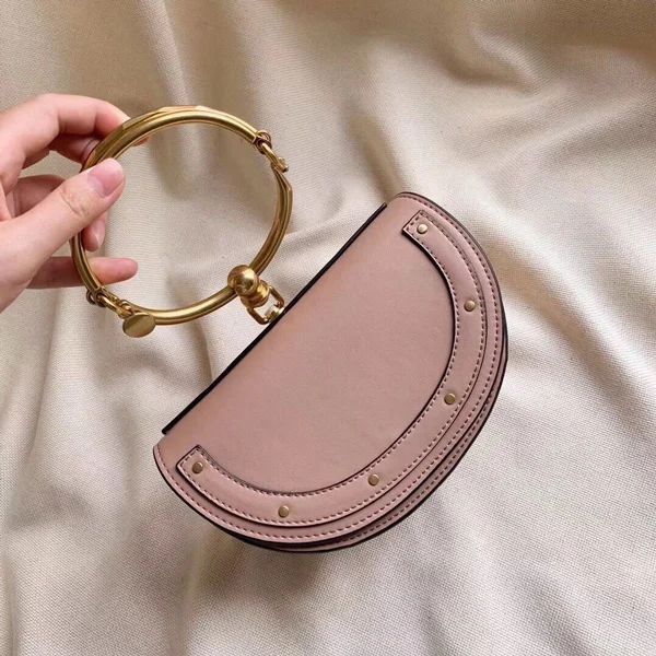 pink Роскошная женская сумка, брендовая сумка через плечо, винтажная сумка на плечо, Сумка с кольцом в виде полумесяца, модная кожаная сумочка, женская сумка - Цвет: pink