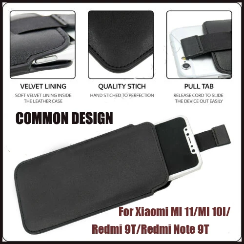 

Casteel PU Leather Case For Xiaomi Mi 10i 10s 11 Redmi 9T Note 9T Pull Tab Sleeve Pouch Cover Case