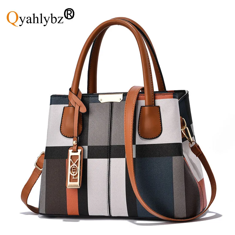 

Qyahlybz band women's plaid handbag large capacity casual shoulder bag female messenger shopper bags female tote bag