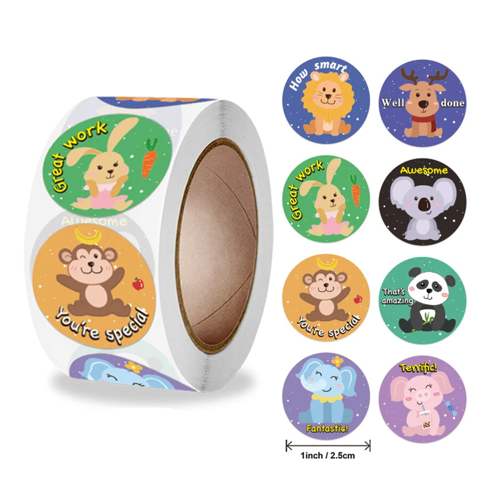 

50-500Pcs Teacher Reward Stickers Kids Children Kindergarten School Encouragement Students Games Toy Animals Stationery Labels
