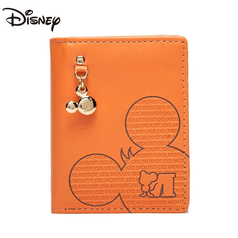 

2021 Disney Cute Mickey Lady Wallet Multifunctional Fashion Casual Card Case Cartoon Image PU Zipper Short Girl Coin Purse