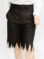new black shorts for men in summer urban youth trend serrated edge wide leg pants pure color loose cropped pants
