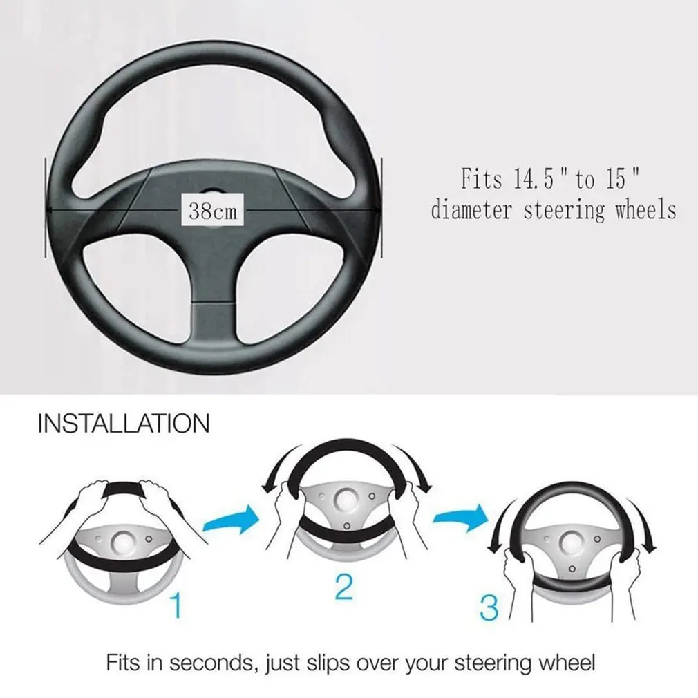 Four Seasons Generic Automobile Durable Grey Steering Wheel Cover Replaceable Accessories |
