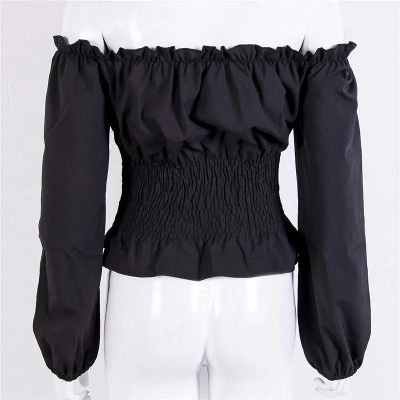 Женский топ с открытыми плечами на шнуровке длинным рукавом|Футболки| |