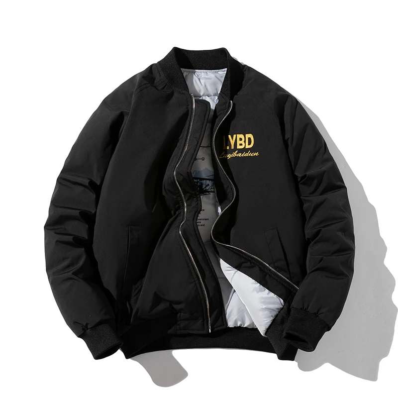 Bomber jacket men Tiger embroidered with Removable hood Casual Vintage Thick Warm Winter Coat Zip Windbreaker Windproof Outwear