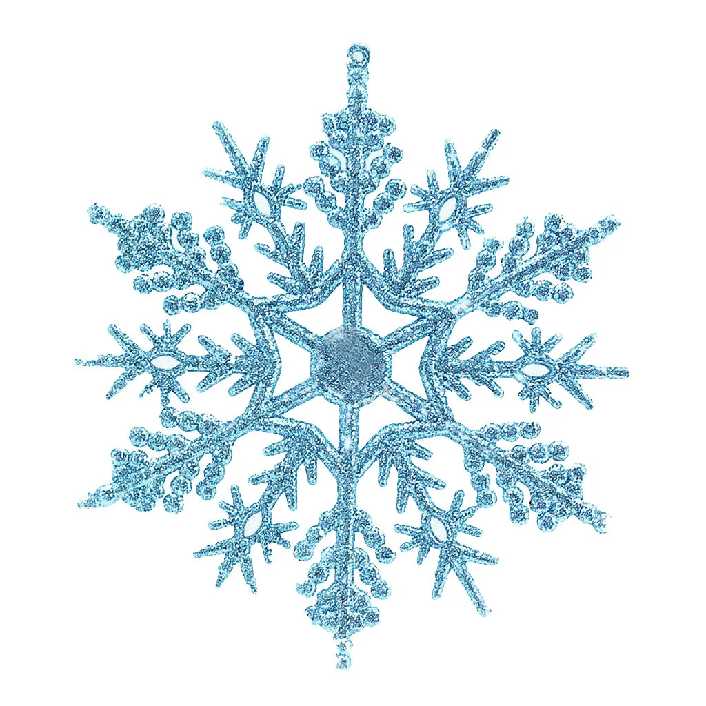 Light blue 10 шт. блестящая Снежинка рождественские украшения для рождественской елки подвесное украшение Рождественское украшение пластиковый порошок 10 см снежинки - Цвет: Light blue