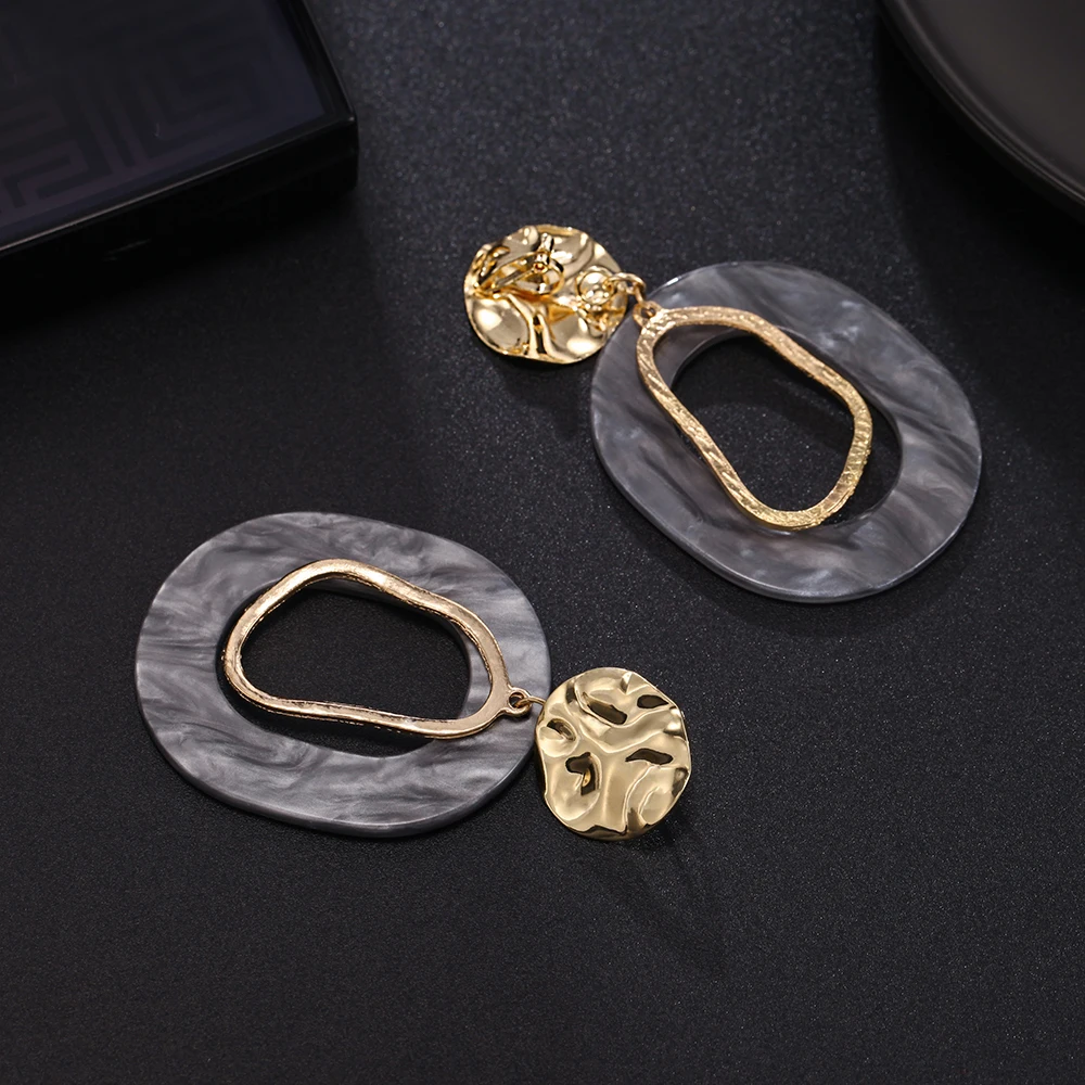 Женские акриловые серьги-клипсы геометрические винтажные овальные круглые 2020 |