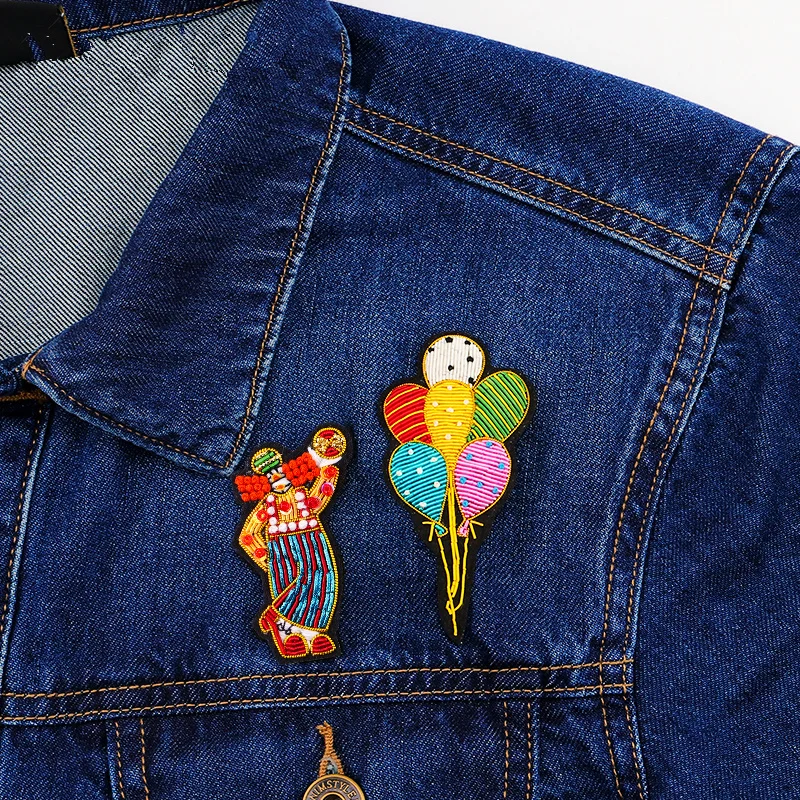 

French design Indian silk jewelry handmade embroidery clown color balloon brooch pin cartoon delicate brooch female