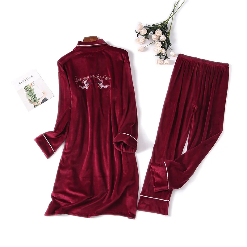 

Novelty Velvet Nightwear Pajamas Suit Intimate Lingerie Autumn New Velour Sleepwear Homewear Casual Sleep Set Home Clothing