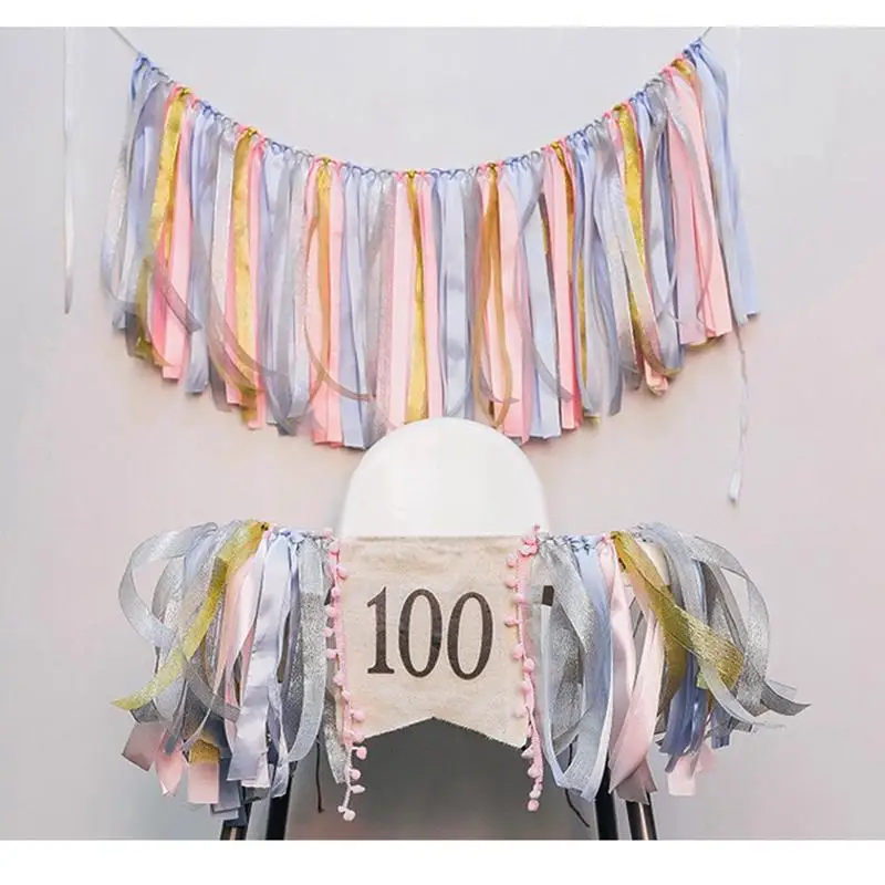 1pc Banner ins Fancy Pink DIY Dinner Table Banners Decor Baby Shower 1st Birthday Party Pull Flag Chair Dekoration | Дом и сад