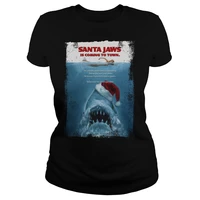 jaws christmas horrible sharks santa christmas womens t shirt