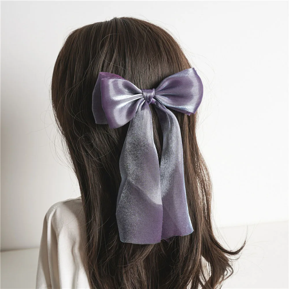 

Fashion Yarn Women Girls Shinny Hairgrips Trendy Hairpin Casual Hair Clip Cute Ribbon Bow Duckbill Clip Ladies