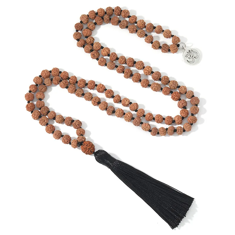 

Fashion Vajra Bodhi Rudraksha Yoga Necklaces for Women Nepal Meditation 108 Mala Prayer Tibetan Buddhism Necklaces Men Jewelry