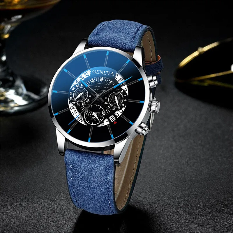 

AQUIVR High Quality Luxury Watch Brand Casual Fashion Men's Watch Calendar Men's Black Leather Strap Quartz Business Watches