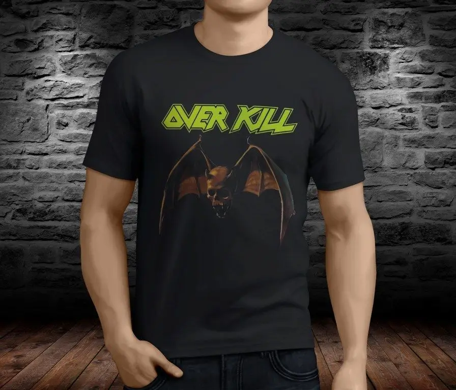 Новинка популярная черная футболка с надписью Over Kill Overkill Metal Rock Band размер S-2XL