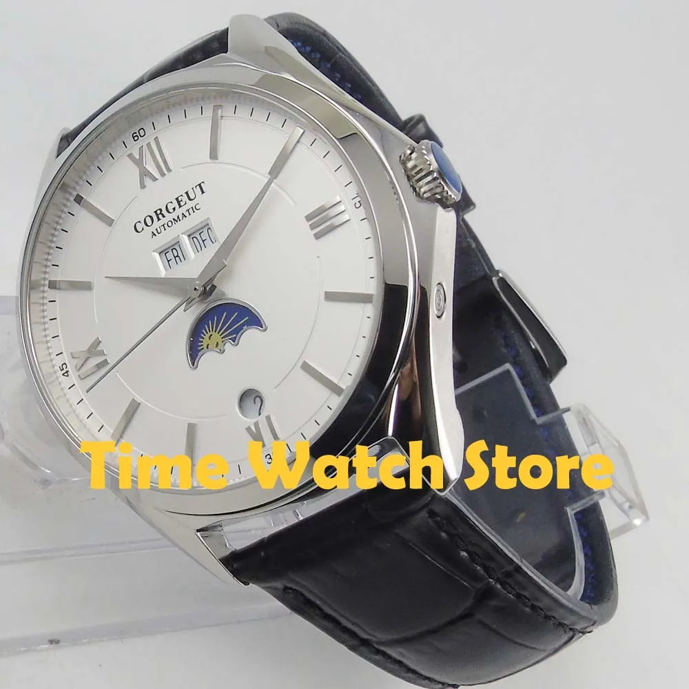 Corgeut 40 мм золото Многофункциональный Автоматический мужские часы показывающие