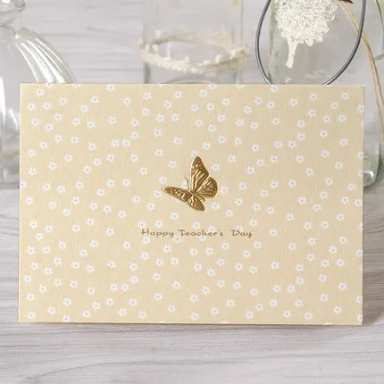 ЭНО открытки с надписью happy teacher's day металлические золотые рельефные карточки