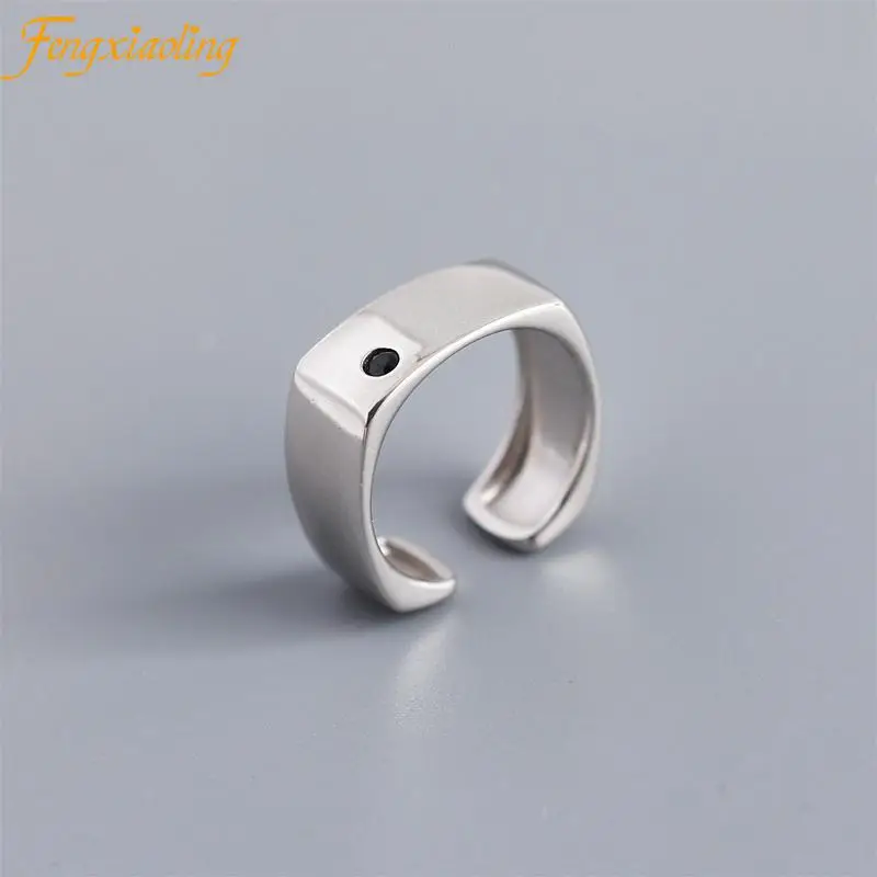 

Genuine 100% 925 Sterling Silver Simple Smooth Wide Noodles Rings For Women Man Handmade Geometric Party Fine Jewelry Gifts 2021
