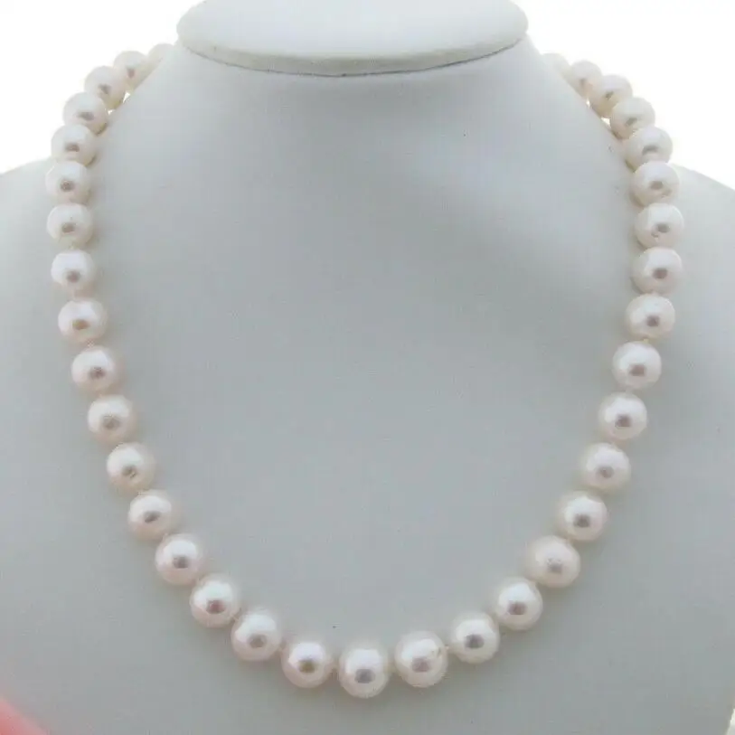 

Beautiful 9-10mm White Pearl Necklace CZ Clasp 19” 36"