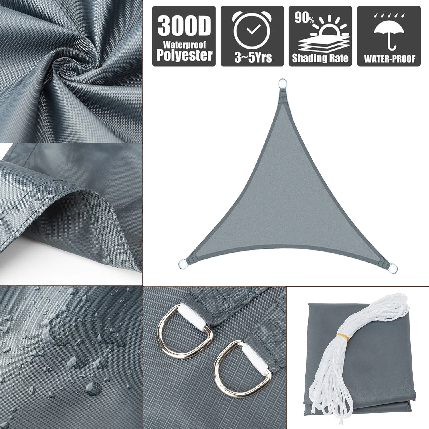 

Triangle Sun Shade Sail Oxford Cloth Waterproof Big Shade Sail Sun Canopy Cover Trilateral Block Cover Pool Awning Canopy