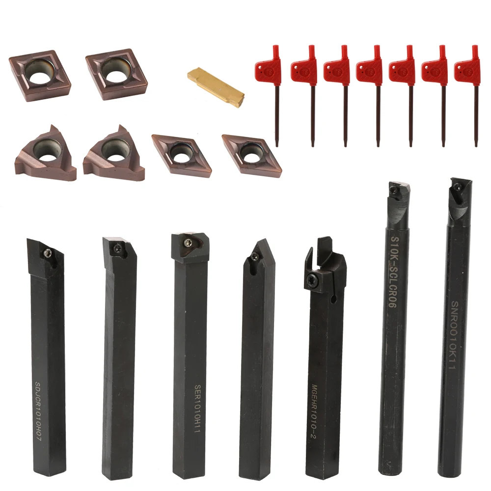 

21pcs KKMOON Turning Lathe Tools Multifunctional Solid Carbide Inserts Holder Boring Bar Lathe Cutter With Wrenches lathe cutter