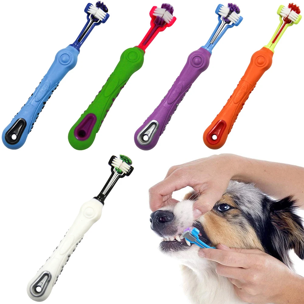 

Three-Sided Pet Dogs Toothbrush Silicone Cat Tooth Cleaner Brushes for Dog Cats Dental Mouth Care Brush Chiens Peros Accessories