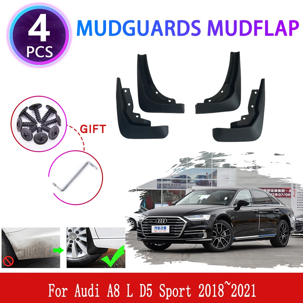 

For Audi A8 L D5 Sport 2018~2021 2019 2020 Mudguards Mudflaps Fender Mud Flap Splash Guards Auto Parts Cover Wheel Accessories