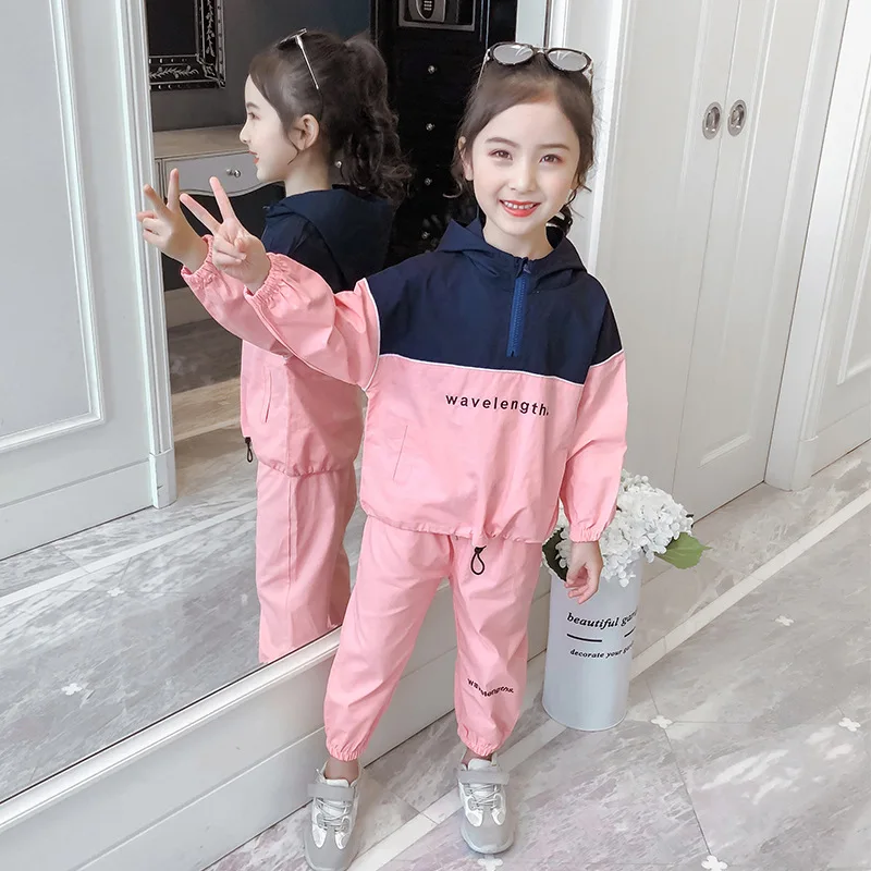 

2021 Spring and Autumn New Sports Sets Girls Fashion Suit Middle and Big Children's Sweater Pants 7 8 9 10 11 12 13 14 Years