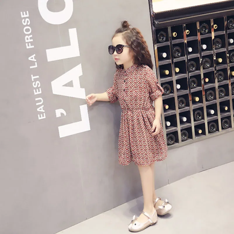 От 2 до 7 лет 2018 летнее платье для девочек детское с длинными рукавами шифоновое