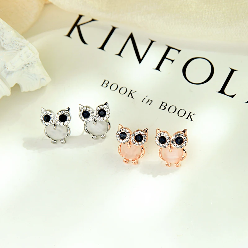 Модные ювелирные изделия Круглые серьги гвоздики золотого цвета с розовым