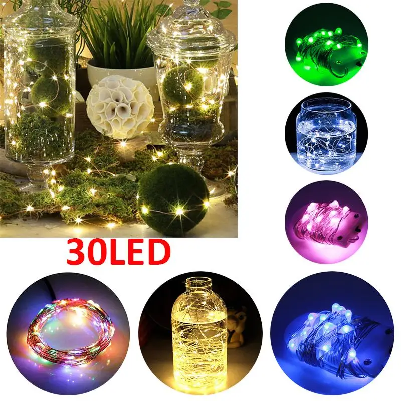 

Медная проволока 30LED Сказочный светильник Феи прочный фестиваль Рождественский Декор двора романтическая Супер яркая Ландшафтная лампа дл...