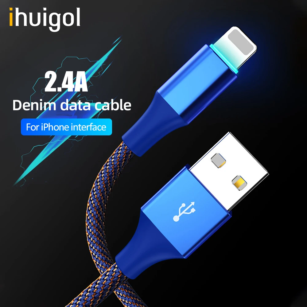 USB кабель ihuigol в джинсовом стиле с подсветкой провод для быстрой зарядки и
